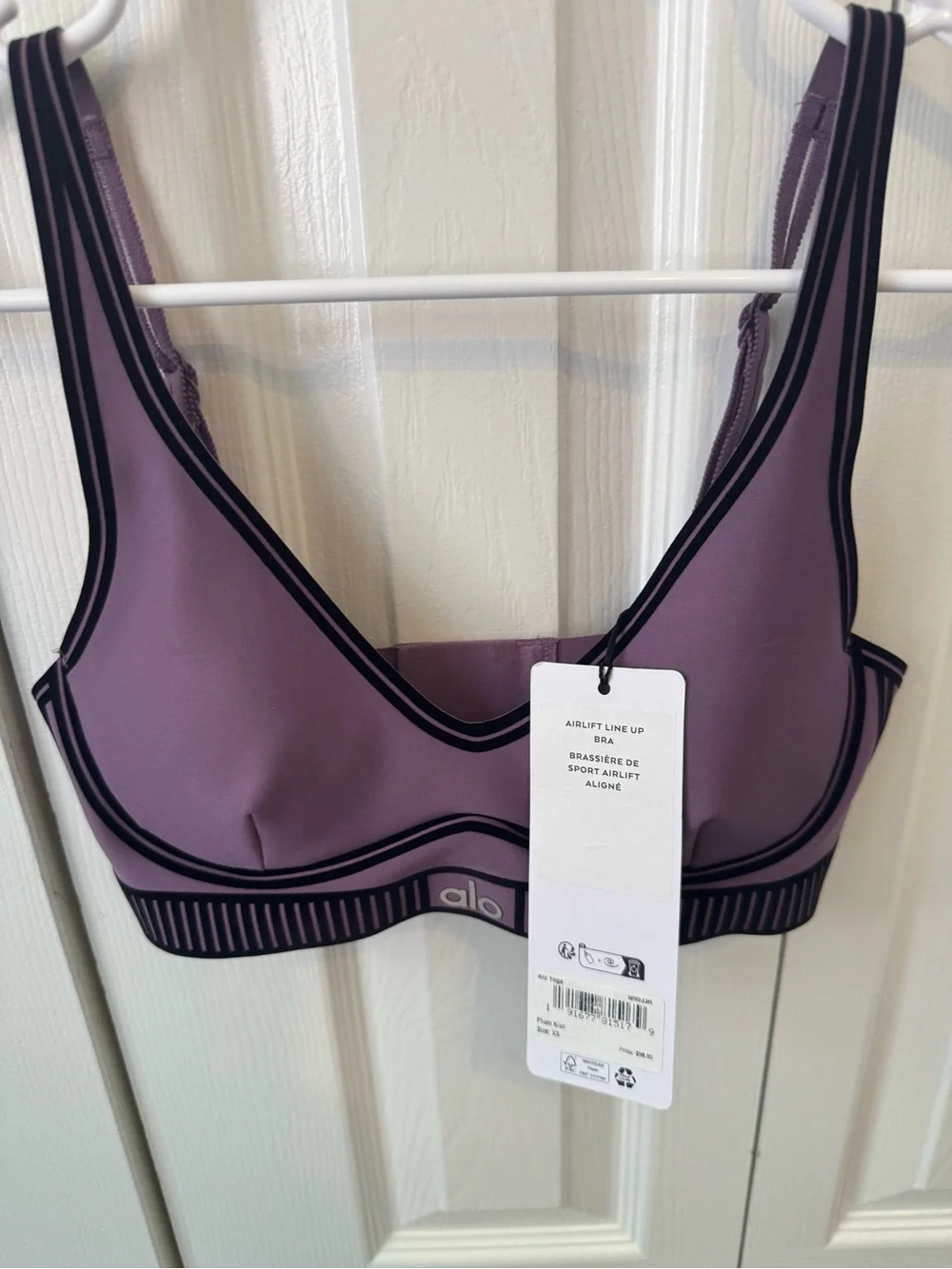 ALO Yoga Airlift line up Purple Sports Bra